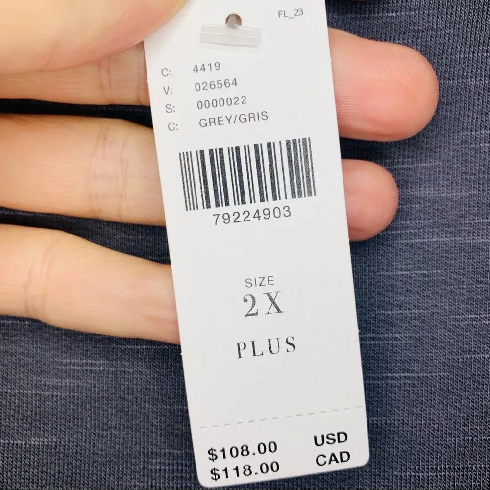Daily Practice by Anthropologie Ruched long sleeve grey midi dress size 2x